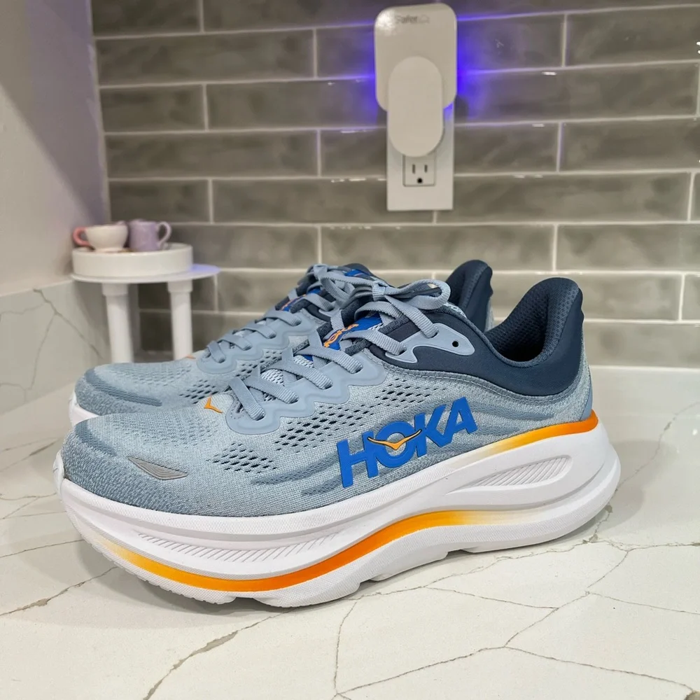 Hoka Bondi 9 Running Shoes. Men’s Size 10D Color Drizzle / Downpour - Picture 2 of 9